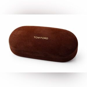Tom Ford Sunglasses Case Brown Suede Clamshell Hardshell Eyeglasses Designer
